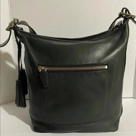 Coach vintage black leather shoulder handbag - Picture 2 of 9